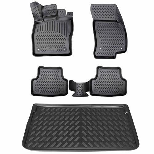 ELMASLINE Alfombrillas de goma y bandeja para maletero para Volkswagen Tiguan II a partir de 2016, borde extra alto de 5 cm.