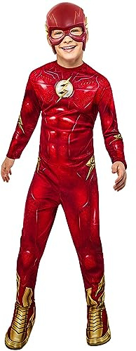 RUBIE'S DC Officiel - THE FLASH - Déguisement Classique pour Enfants - Taille 7-8 ans - Costume avec Combinaison à Manches Longues, Couvre Bottes et Masque Intégrés