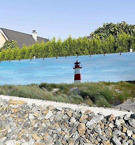 MyMaxxi Zaunbanner Sichtschutz - Leuchtturm am Nordsee - Abdeckung für Terrasse Zaun - Windschutz Sonnenschutz Blickdicht - Zaunverkleidung wetterfest -