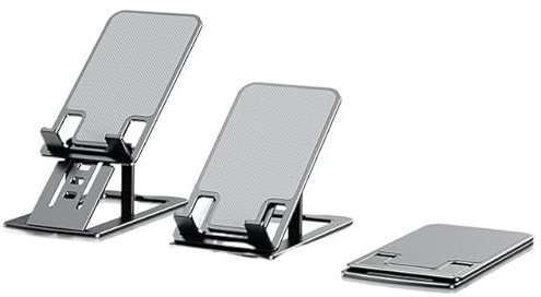Support de tablette de téléphone portable, porte-berceau de support de téléphone de bureau pliable, support de tablette réglable compatible avec tous les téléphones et tablettes à moins de 12 ( 1 PCS