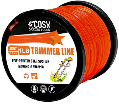 COSY GARDEN TOOLS Trimmerfaden Geeignet zum Trimmen von Rasen und Unkraut- Mähfaden 2,0mm x 160 m Ersatzfaden、Nylon Rasentrimmer Faden- Orange