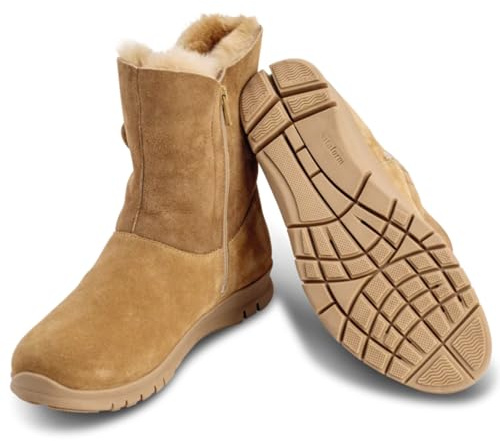VITAFORM Lammfellstiefel Veloursleder | Flauschige und wärmende Boots für Damen I Bequem auch für breite Füße I Winterboots in tollen Farben
