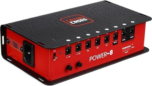 Gator Cases GTR‑PWR‑8-F Pedalboard Netzteil – 8 isolierte Ausgänge (9/12V, 18V, variabel 4–9V), 2000 mA Gesamtstrom, USB‑C 5 V/2 A für Effektpedale