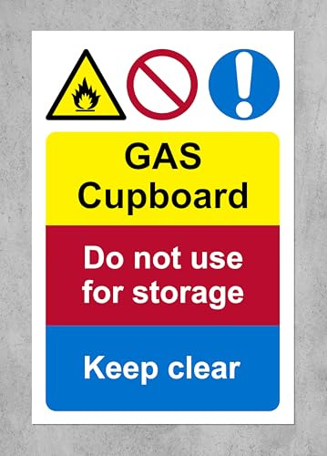Gas cupboard do not use for storage keep clear safety sign - 1mm flexible Plastic sign (300mm x 200mm)