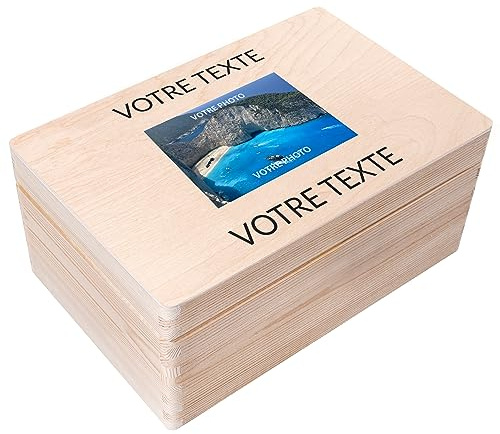 Creative Deco Cadeau Photo Personnalisé Boite en Bois Photo ou Logo + Texte Désiré | Cadeaux Personnalisable - Votre Propre Photo et Image Individuel | Femmes, Hommes et Couples