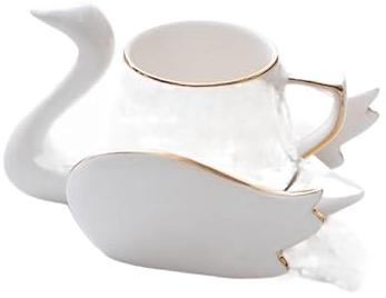 Service à Café Ensemble de soucoupe tasse à café cygne créatif avec bord en or petit mignon blanc noir vert rose tasses et soucoupes en céramique beaux cadeaux Porcelaine Anglaise ( Size : 110ml , Col