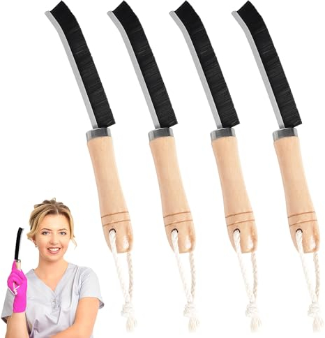 4Pcs Holzgriff SpaltReinigungsbürste,fugenbürste Bad für Lücken Fugenreinigungsbürste Fensterrillenbürste für Küche, Bad, Fenster, Toilette, Zuhause, Badewanne, Spüle, Haushalt, Fenster