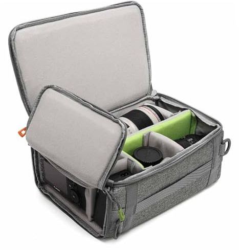svatin Camera Insert Bag,Shockproof &Pressure-proof Dual Opening Padded Camera Lens Cube Case Backpack,Digital DSLR SLR Mirrorless Cameras Storage Pouch Compatible for Canon,Nikon,Sony,Panasonic (M)