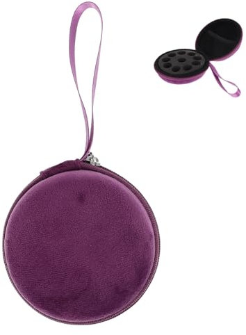 FRCOLOR Paquet Organisateur Rond pour Huiles Essentielles 10 Emplacements 1-2ml en Velours Pourpre Protection Portable pour Voyage et Usage Quotidien