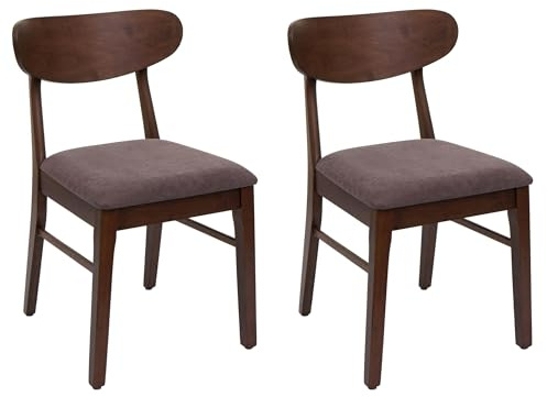 Mendler 2er-Set Esszimmerstuhl HWC-M59, Küchenstuhl Stuhl, Stoff/Textil Massiv-Holz - Dunkles Gestell, Taupe