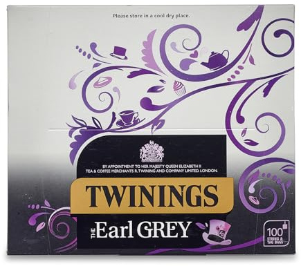 Twinings Earl Grey String & Tag Tea Bags, 6 boxes of 100 tea bags, 600 total.