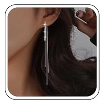 Inateannal Boucles d'oreilles à pampilles en chaîne en strass Boucles d'oreilles à longue chaîne en argent Boucles d'oreilles en chaîne cristal linéaires CZ Boucles d'oreilles pendantes Bijoux filles