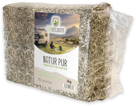 Loovolution Hanfeinstreu Natur für Toiletten, 3 kg | Kompostierbare, staubfreie Einstreu für Trenntoiletten, Trockentrenntoiletten und Campingtoiletten.