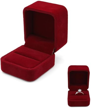 WisePoint Boite Bague, Boite a Bague de Mariage en Velours, Boîte Alliance Unique pour les Fiançailles, la Proposition, le Mariage, la Cérémonie, la Saint-Valentin (rouge)