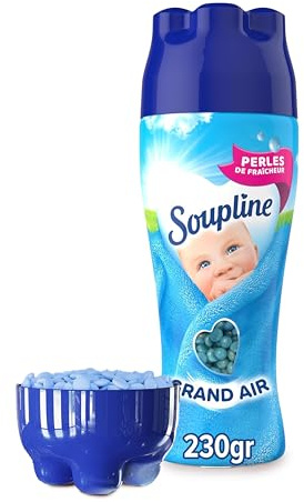 SOUPLINE Perles de Fraîcheur Longue Durée, Complément Idéal à Votre Lessive et à Votre Adoucissant Linge, Parfum Linge en Perles, Soupline Grand Air, 230g