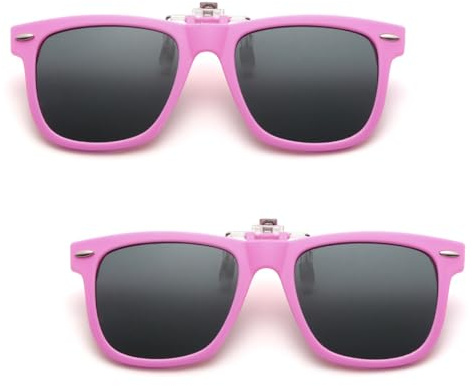 FUIPVGI 2 Pezzi Clip Occhiali da Sole Clip da Sole per Occhiali da Vista Bambini Clip Polarizzati Protezione UV400 Polarizzata Ragazza Ragazzo(Rosa)