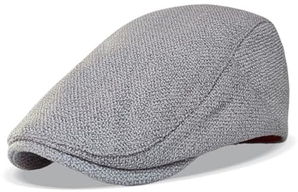 HIQIU Gorra de verano para hombre, unisex, de lino, Flatcap Gatsby Hiedra Sombrero Newsboy Sombrero Visera Boina Gorra, gris, talla única-M