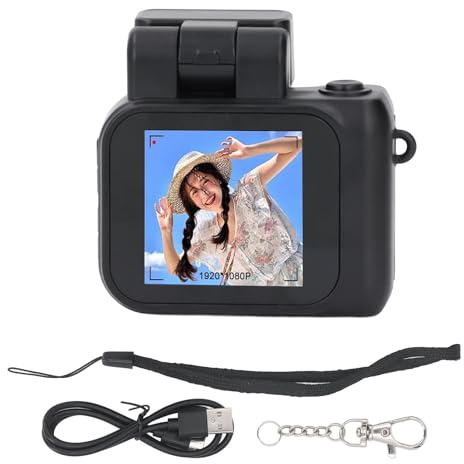 Sxhlseller Fotocamere Portachiavi Portatili, Mini Fotocamera Pixel Dimensioni Pollice 1080P, Videocamera Videocamera Compatta Vintage per Studenti Bambini (Con piccola scheda di