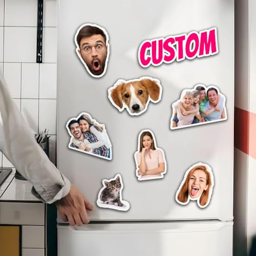 LLLGSH Kühlschrankmagnet mit personalisiertem Foto - Kühlschrankmagnet selbst gestalten - Mit Foto Und Text, Acryl Material - für Küche, Whiteboard, Büro, Heimdekoration (Zuschnitt) 6 cm