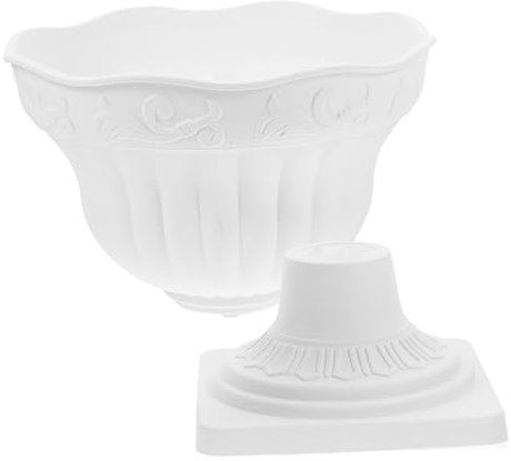 Sosoport Urnenpflanzgefäß Aus Kunststoff Römische Säulenform Blumentopf Für Draußen Vintage-Design Pflanztopf Für Terrasse Und Balkon Weiß Vielseitig Einsetzbar Für Garten Und