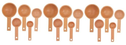 Cabilock 3 Juegos Juego De Cucharas Medidoras De Haya Cucharas Medidoras De Madera Palas Para Botes Cucharadas Cucharaditas Cuchara Medidora Cucharón De Granos De Café Beige 5 Piezas * 3