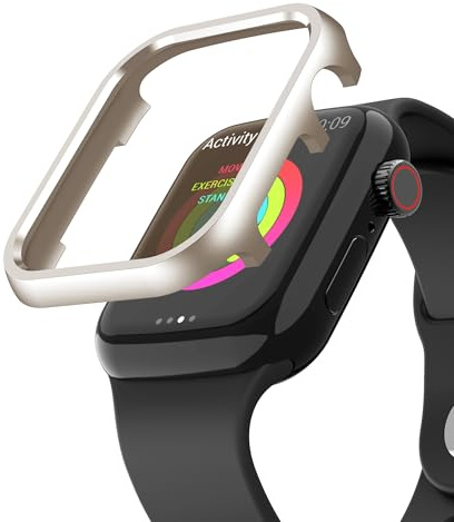 Kompatibel med Apple Watch 7, 41 mm, metallfodral, bling, rostfritt stål, fodral, reptåligt, fodral, stöttåligt, runt skyddsfodral, stötfångare, lätt klockfodral, stötdämpare, kompatibelt med iWatch