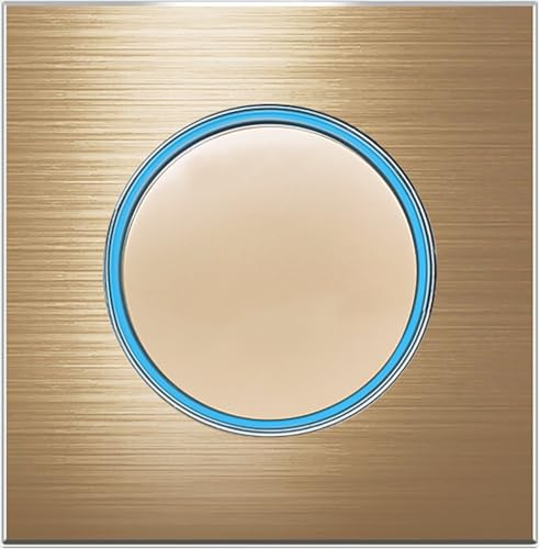 Interruptor de luz de pared circular de 1/2/3/4 bandas de 2 vías, indicador LED de vidrio (dorado, 1 banda de 2 vías)