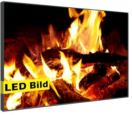 Generisch Leuchtbild I Kamin Feuer I LED Wandbild Leinwand mit Leuchtrahmen Made in Germany (Kamin Feuer LED Leuchtbild, 40x30 cm, Rahmen: Weiß Matt)