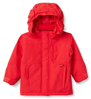 Amazon Essentials Boys' Water Resistant Ski Winter Jacket, Bright Poppy Red, Small