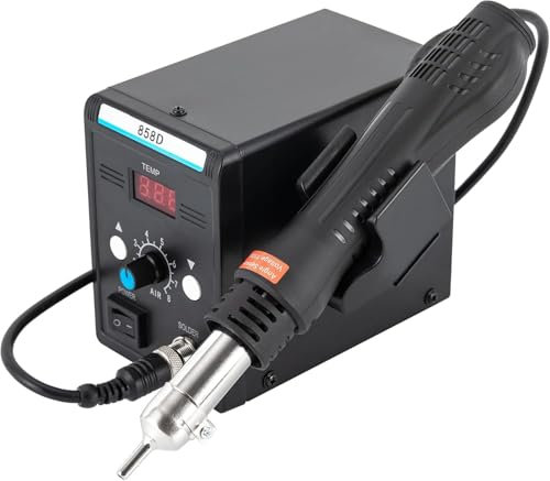 Hot Air Soldering Station, Soldering Heat Gun, Hot Air Rework Station, with 3* Hot Air Nozzles, 150~500°C Adjustable Temperature AC24V 700W Soldering Iron Station Digital Display Quick Station