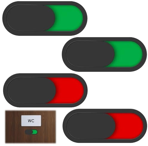4Pcs Privacy Slide Door Sign Do not Disturb Toilet Occupancy Sign, Red Green Slider Indicator Frosted Acrylic for Home Bedroom Office Conference Hotles Hospital Self Adhesive No Drilling