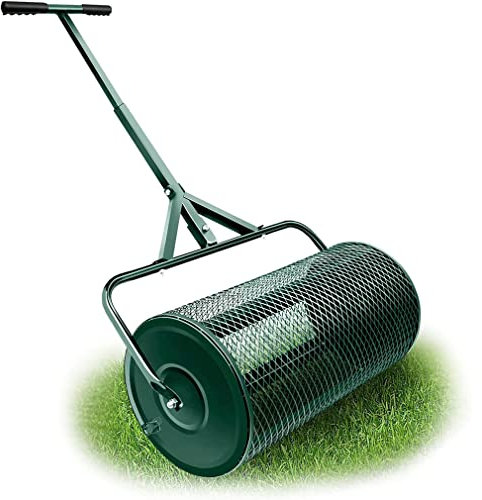 DONGGANSHI Spandiconcime per Prato e Giardino, spandiconcime per Compost con Fermagli Laterali migliorati, spandiconcime per Torba e Compost da 27 Pollici, spandiconcime a Spinta con cestello
