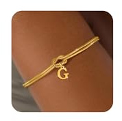 Aidenn Knoten Armband Damen Gold mit Buchstaben Wasserfester Armbänder Set 18k Vergoldet Charm Armkette Verstellbare Stapelbare Goldene Armbander Bracelet Geschenk für Frauen Schmuck