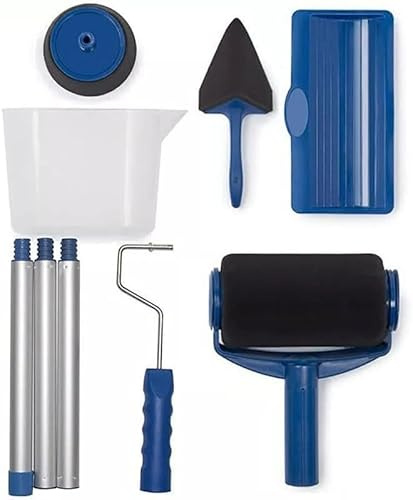 8 Pieces Long Handle Paint DIY Roller Brush Set Painting Runner Pro Tool Professional Home Office Wall and Ceilings Flocked Edger Painting Tool Kit