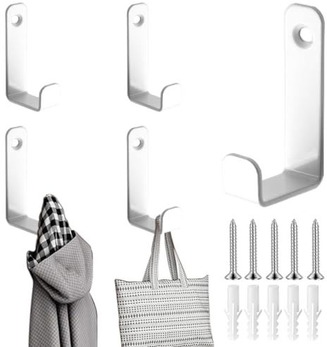 5Pz Ganci da Parete Muretto, Forma a L Gancio Appendiabiti da Parete Singolo, Attaccapanni da Muro Moderno, Appendi Abiti per Muro con Viti, Appendiabiti Ganci Paret per Asciugamani, Sciarpe, Borse