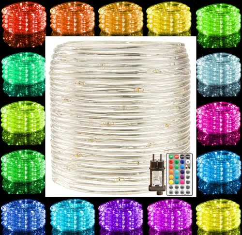 RcStarry 30M 300LED Lichtschlauch 16 Farbwechsel RGB, Strombetrieben Lichterkette außen mit Fernbedienung & Timer, 8 Modi IP67 Wasserdicht Bunt Dekolicht, für Außen Innen Weihnachten DIY Deko