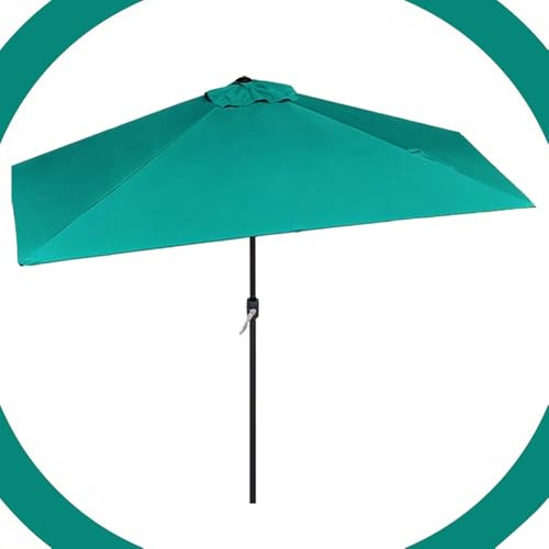 BGBZHMMEE Parasol Mural Rectangulaire Jardin Demi Parasol Balcon Hauteur Réglable Parasol De Patio, Imperméable Et Protection Solaire(Green,270x150cm/9x5ft)