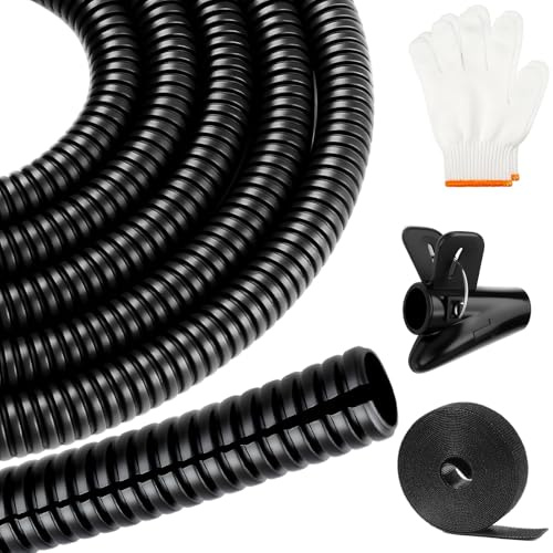 NZNSML Flexible Split Conduit 21.2 mm x 10 m Underground Split Cable Protector Animal Proof Conduit Cable Management Tidy Sleeve for TV PC Computer Car Office Home Garden, Black