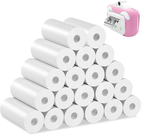 20 Rollen Thermopapier Kinderkamera, Thermopapier für Kinder Sofortbildkameras 57 x 30 mm, Nachfüllpapier für Sofortbildkameras, Thermodrucker papier Keine Tinte weiß