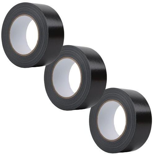 JEFFCO Black Duct Tape 3 Pack 48mm x 45m Heavy Duty Strong Gaffer Tape | Waterproof gaffa tape, 135m total. Strong self-adhesive black duck tape for industrial, trade and DIY repairs.
