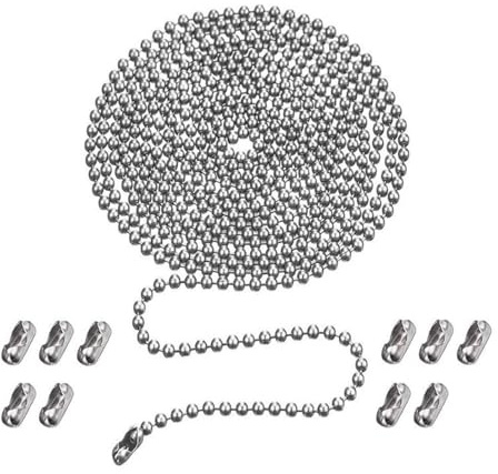 Stainless Steel Feet Roller Blind Chain Beaded Stainless Steel Ball Chain 1.2-6mm with Connectors 2m 5m for Jewelry Making(5 Meters,1.2mm)