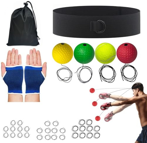 Ihdjasg Boxing Training Reflex, Reaction Fitness | Set di Palline e Fascia per Allenamento Boxe, per Soggiorno, Camera da, Viaggi, dormitorio, Palestra, Uomini e Donne Principianti