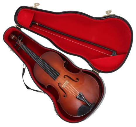Healeved Mini Violino Decorativo 25 Cm Custodia e Bastone, Giocattolo Educativo, Riproduzione Realistica di Strumento Musicale per Arredamento Casa e Accessorio Fotografico