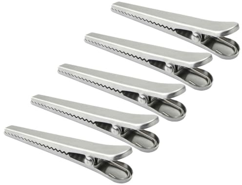 Baluue Lot de 5 Pinces à Sachets en Acier Inoxydable, Grandes, Clips de Fermeture Alimentaire Robustes pour Conservation Hermétique des Paquet, Cuisine, Bureau et Organisation