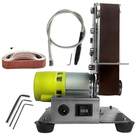 ponceuse à bande, Mini ponceuse à bande électrique de bureau, machine de polissa verticale, meuleuse d'angle, affûteuse, avec 10 bandes abrasives.