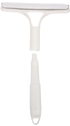 AUTSUPPL Multifunctional Glass Wiper with Spray Bottle and Sponge Brush, Dual-Sided White Shower Squeegee for Window, Car, and Bathroom Glass Cleaning