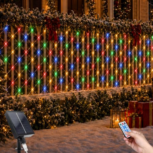 Prosishing Rete Luminosa Solare per Esterni, 2 * 3M 192 LED Luci a Stringa per Esterni con Telecomando, 8 Modalità di Illuminazione Impermeabile Ideale per Giardino Natale Matrimoni (colore, 2 * 3M)