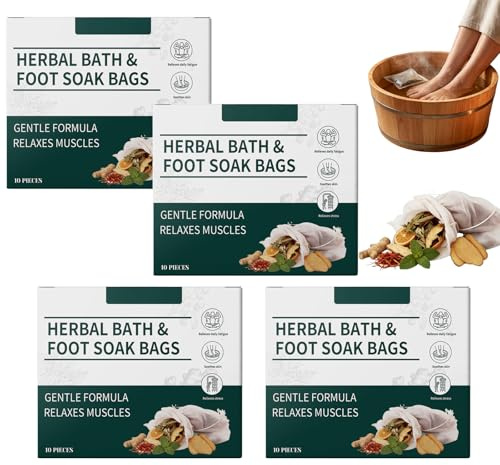Bolsas de hierbas para remojo de pies, bolsas de hierbas con polvo de artemisa, para aliviar el estrés, la fatiga, combatir el resfriado, eliminar la humedad y promover la relajación (4 Box)