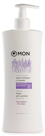 MON Leche Corporal Argán Ecológico Y Lavanda 500 ml - Calma y Nutre Piel - Para Pieles Secas