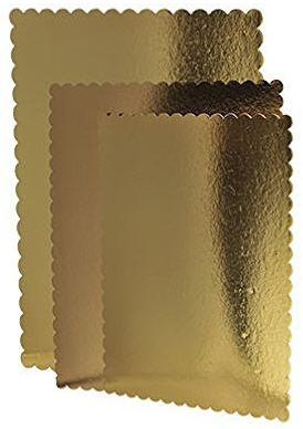 Dream' s Party Vassoio Ala Rettangolare 46x66cm - Oro in Cartone - Piatto Sottotorta con smerlo Rigido - portatorta - Ideale per Il Trasporto di Torte e Dolci
